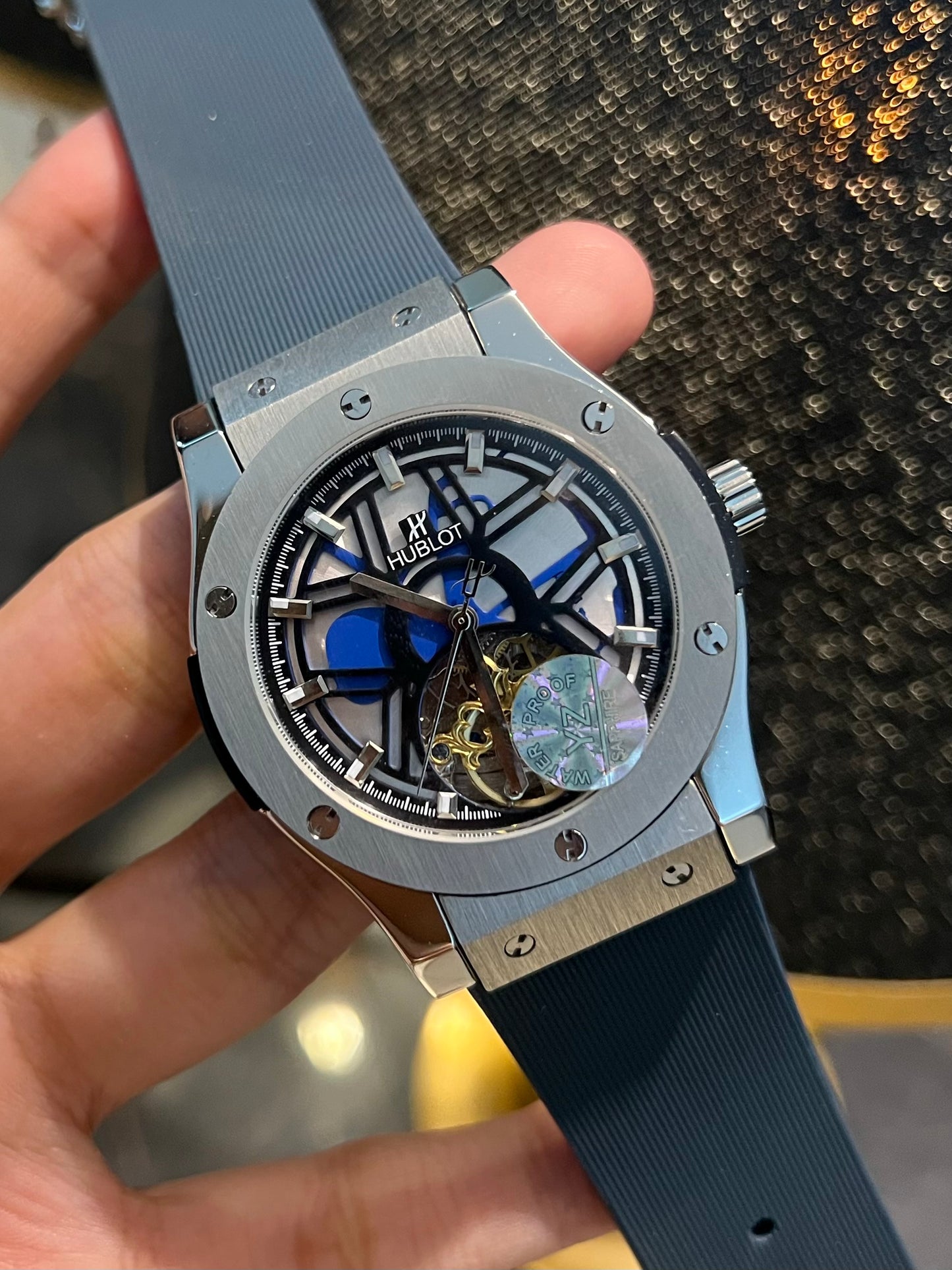 Navy Blue Pendulum Automatic Silicone Strap