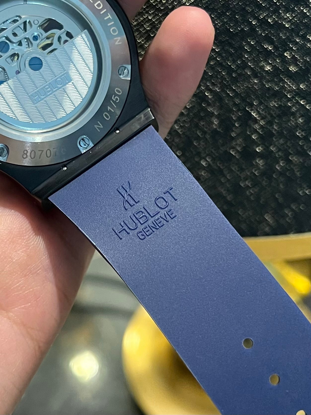 Blue Black Pendulum Automatic Silicone Strap