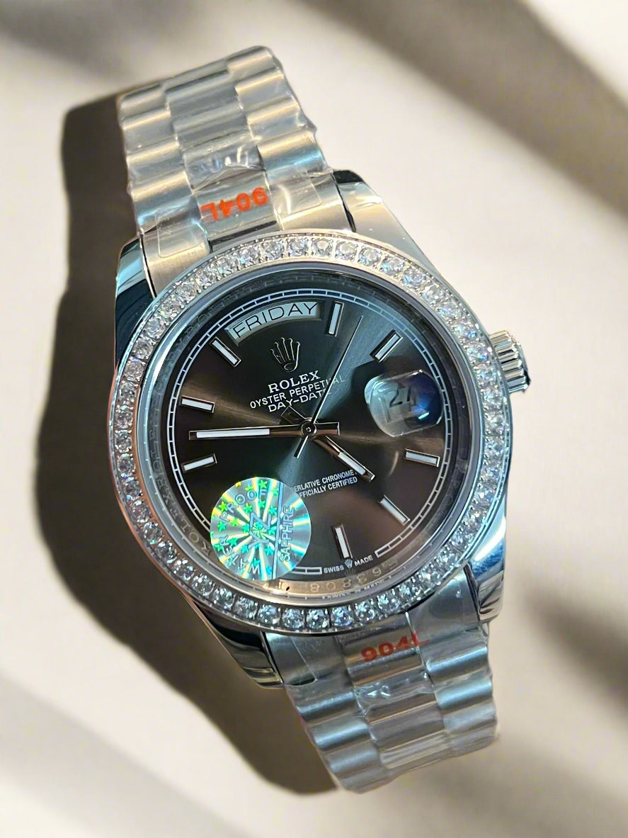 Silver Automatic Day-Date Stone Grey Dial (Italian Grade)