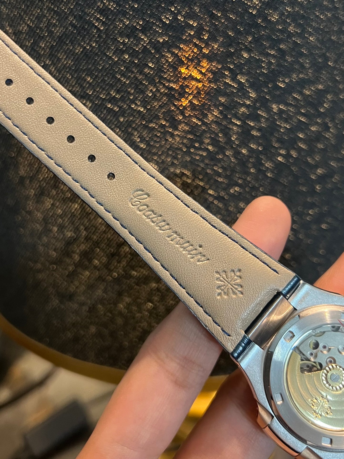 Blue Automatic Rose Gold Leather Strap