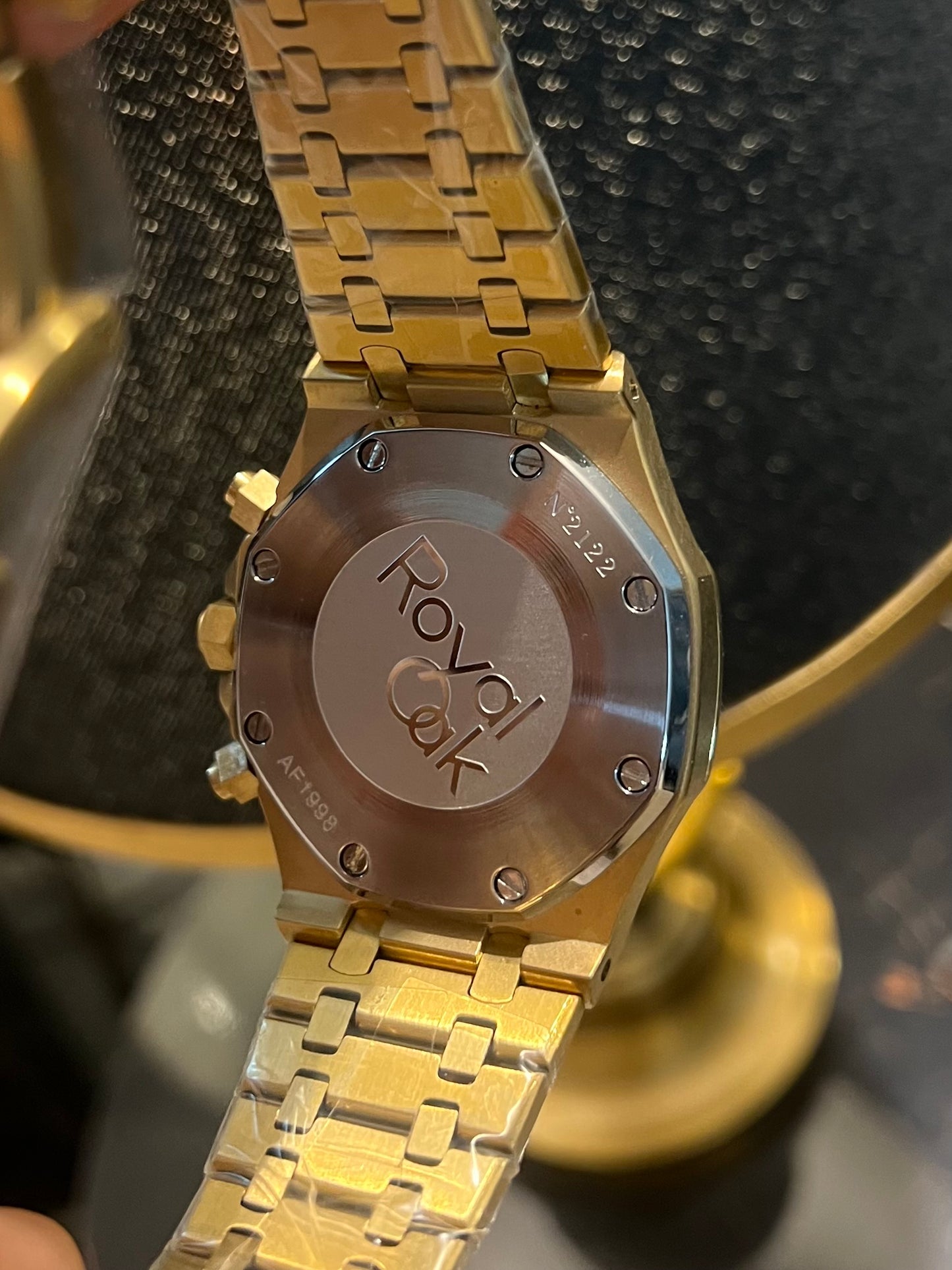 AP Golden Chronograph Rainbow Stone Blue Dial