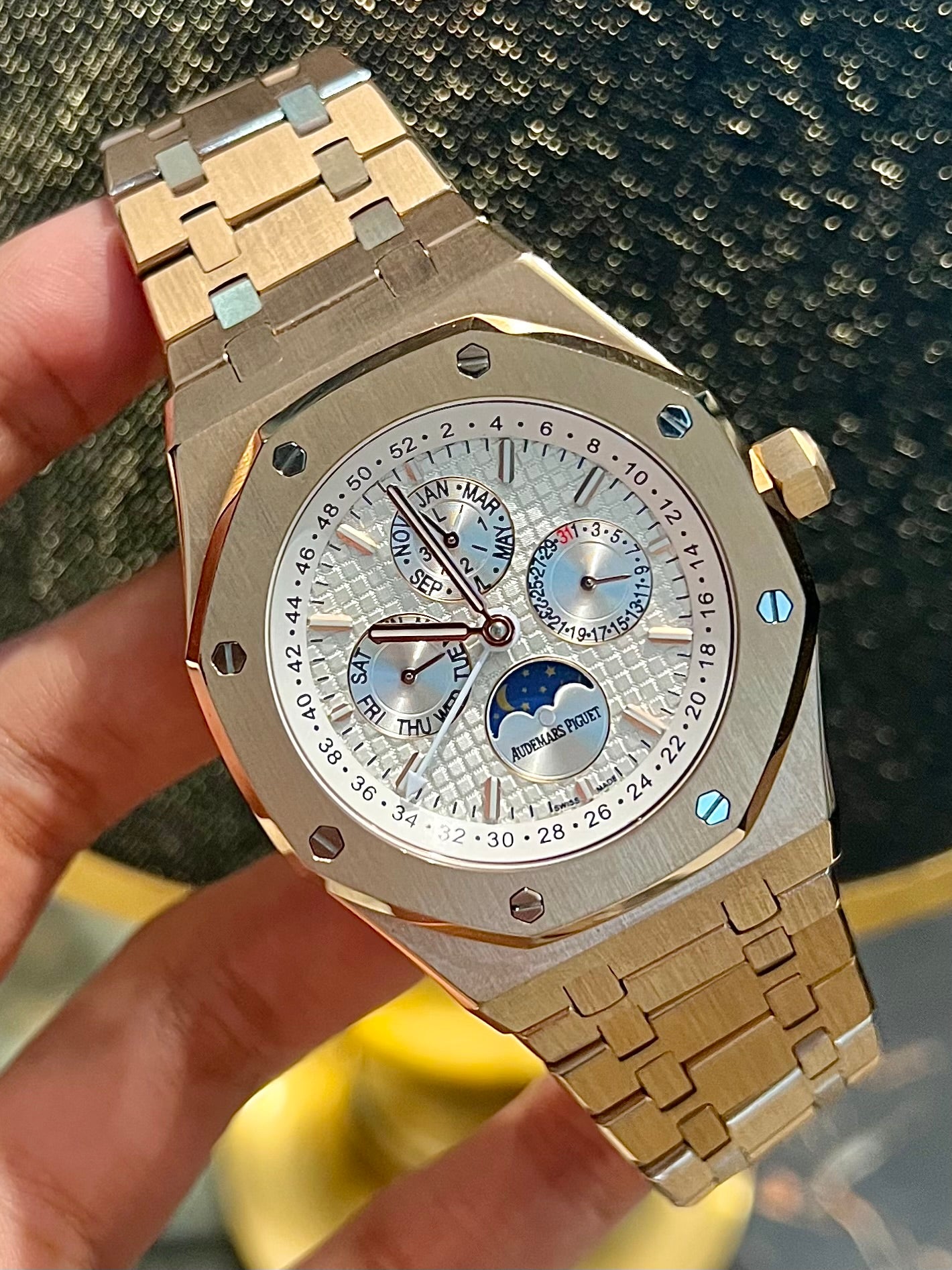 AP Rose Gold Moonphase Automatic White Dial