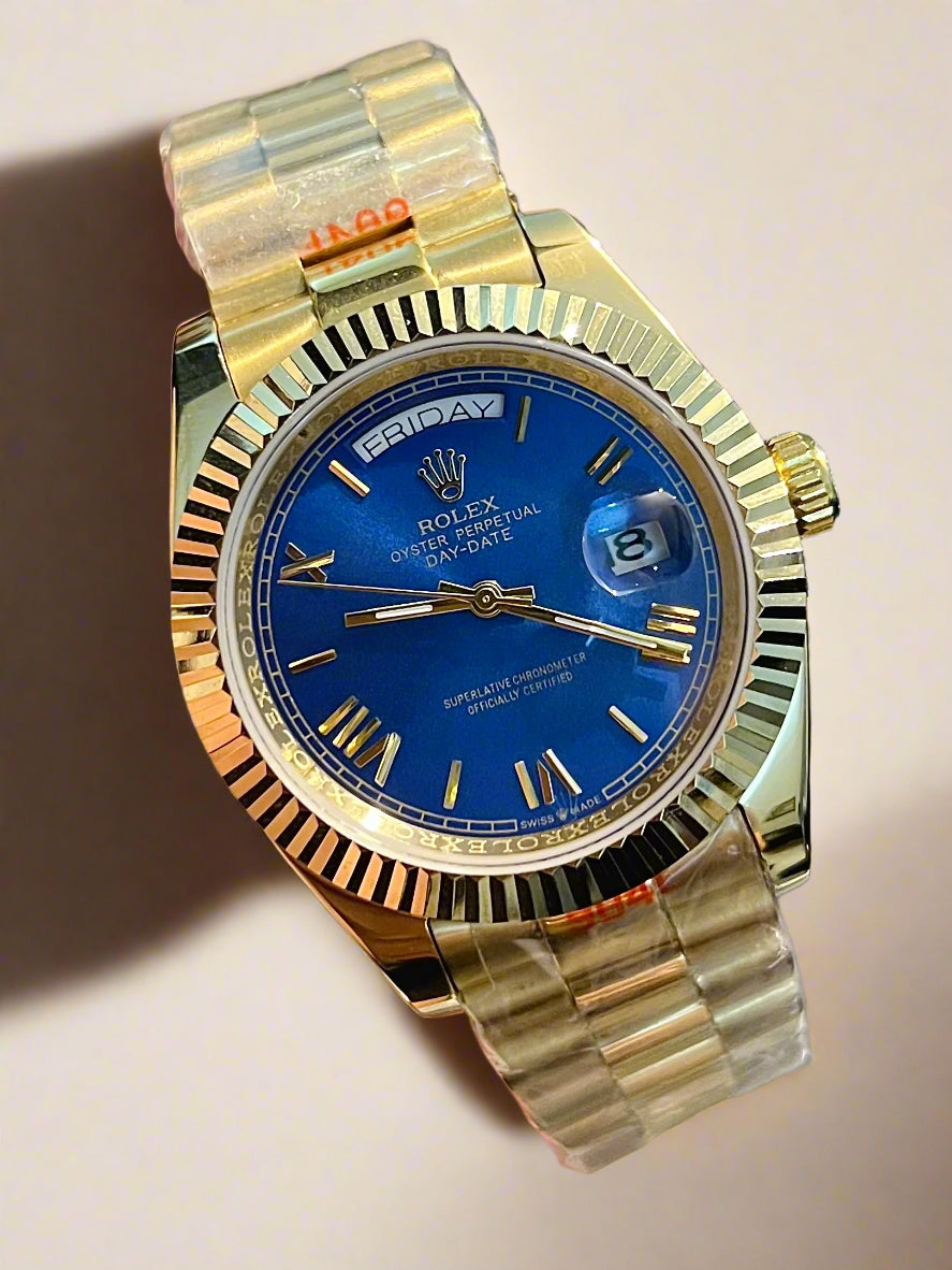 Golden Automatic Day & Date Blue Dial (Italian Grade)