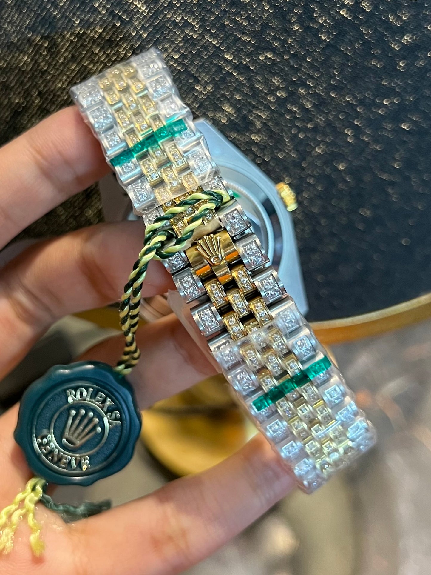 Luxury Two Tone Datejust Stone Golden Dial Automatic ( High End Grade)