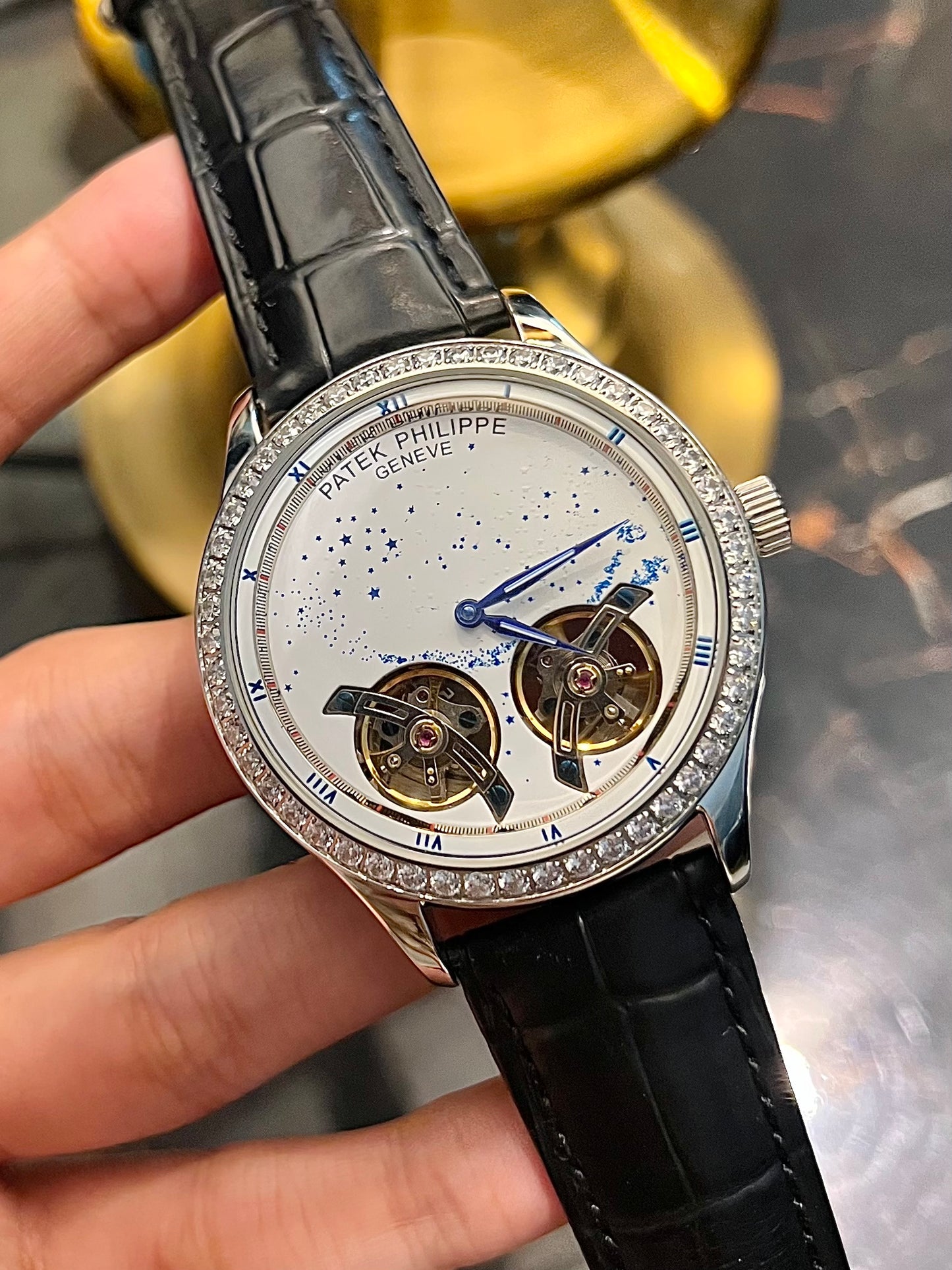 Double Pendulum Automatic Stone White Dial