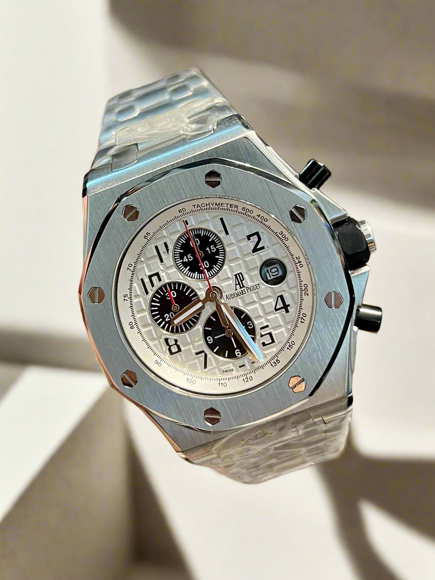 AP Silver Chronograph White Dial