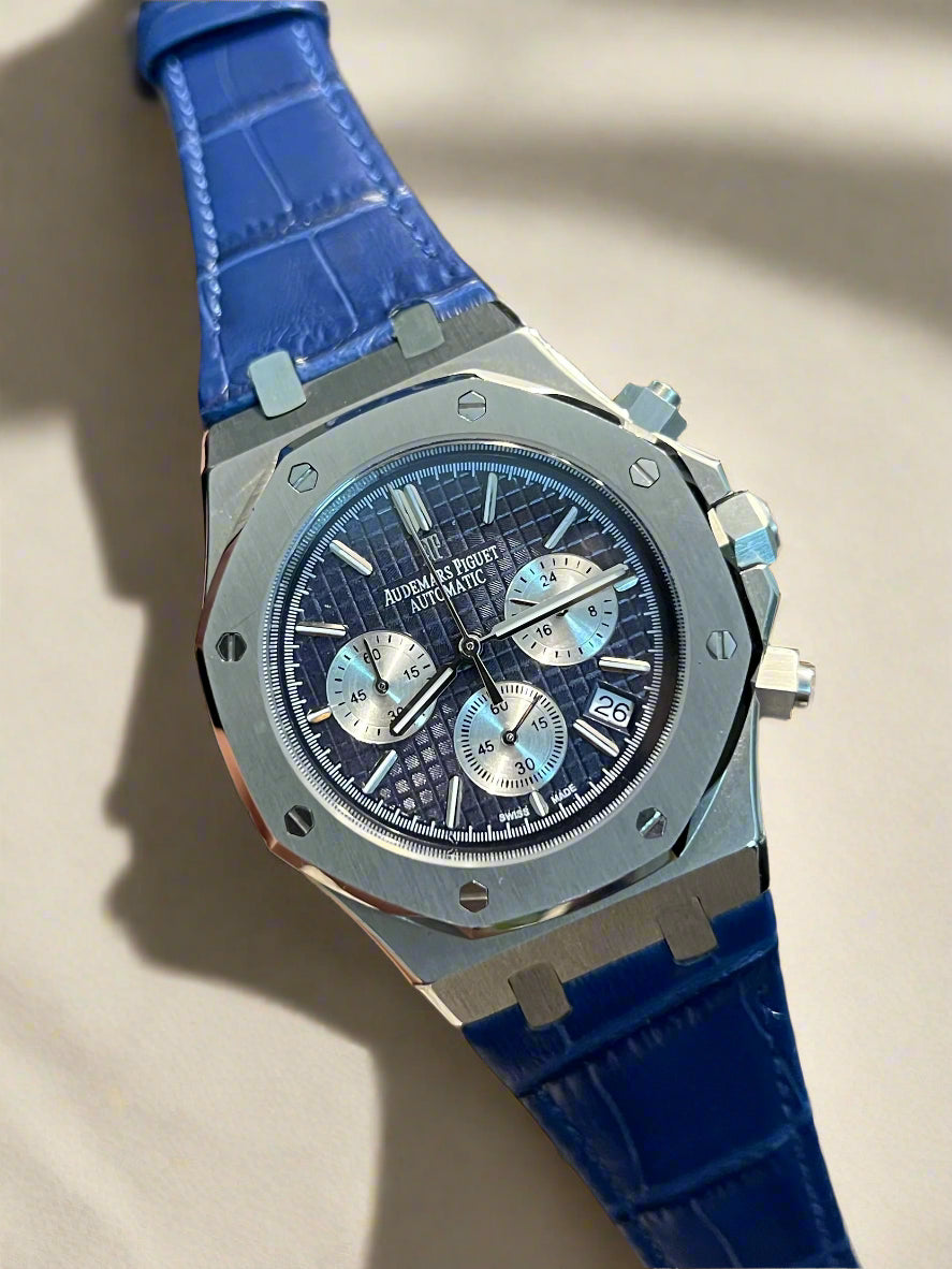Silver Chronograph Blue Dial