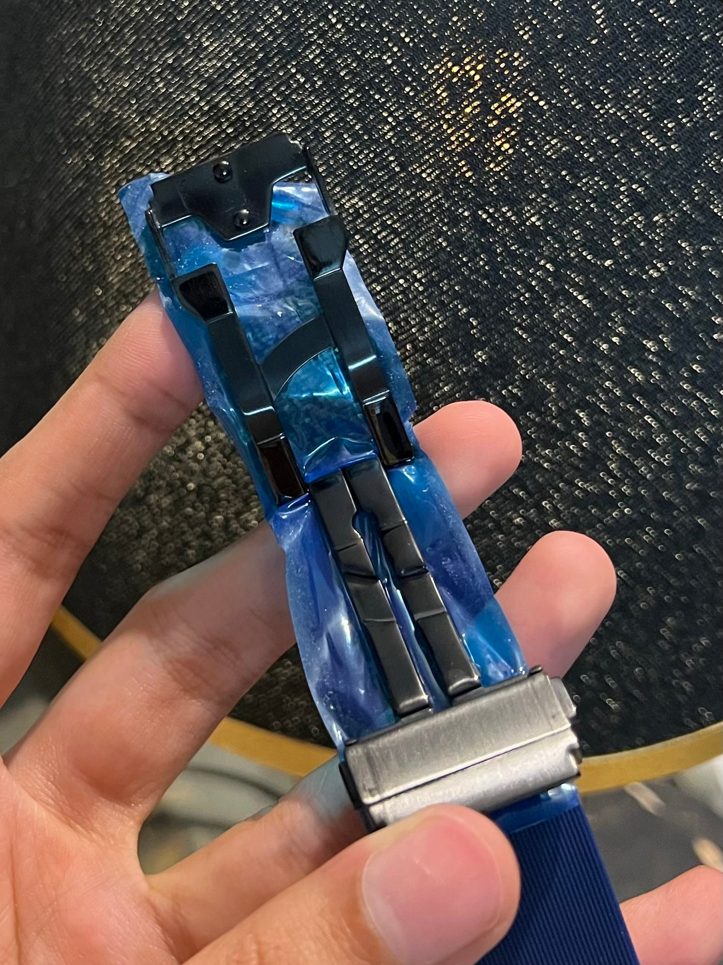 Blue Black Pendulum Automatic Silicone Strap