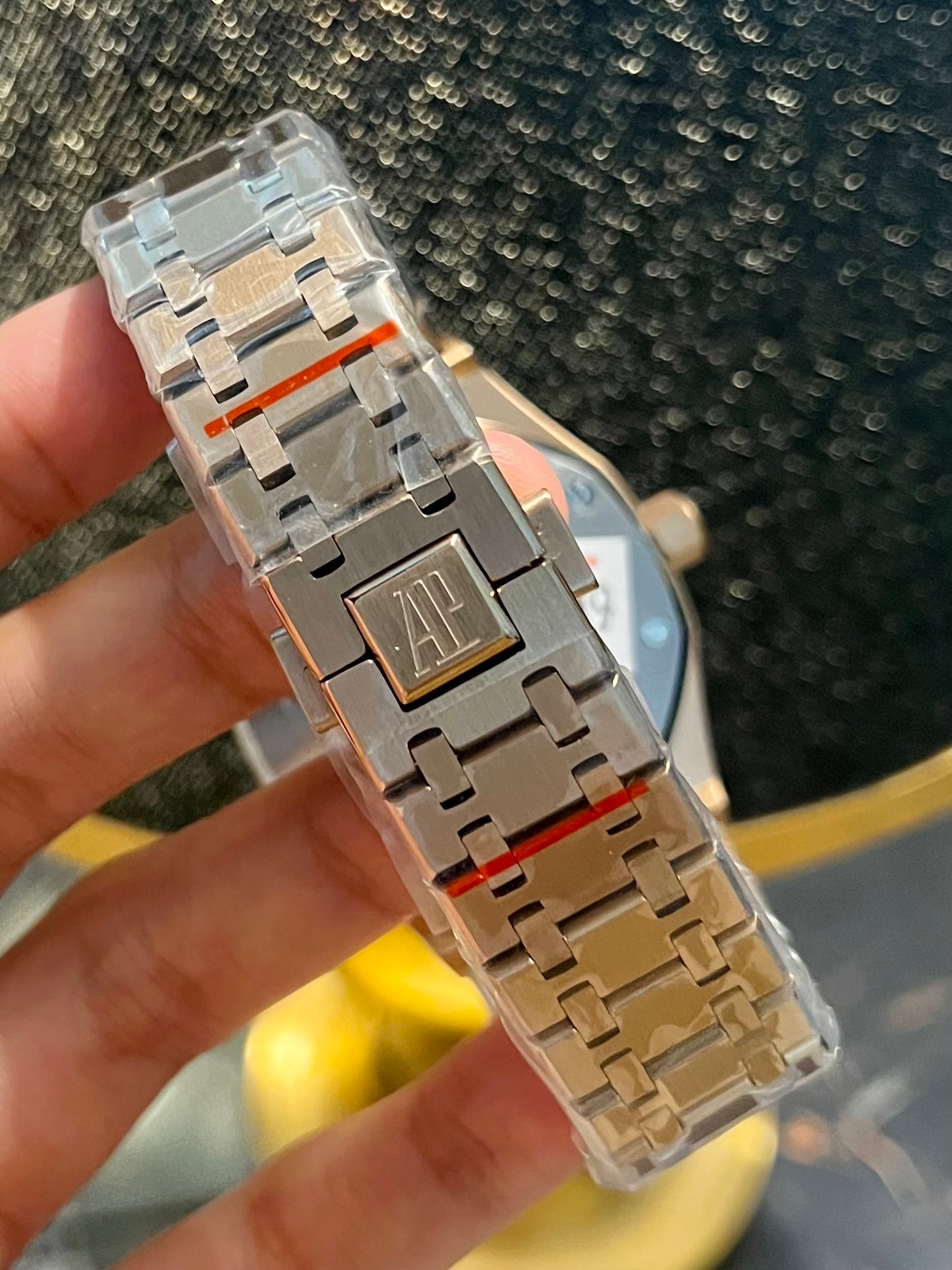 AP Rose Gold Automatic Skeleton Rainbow Stones