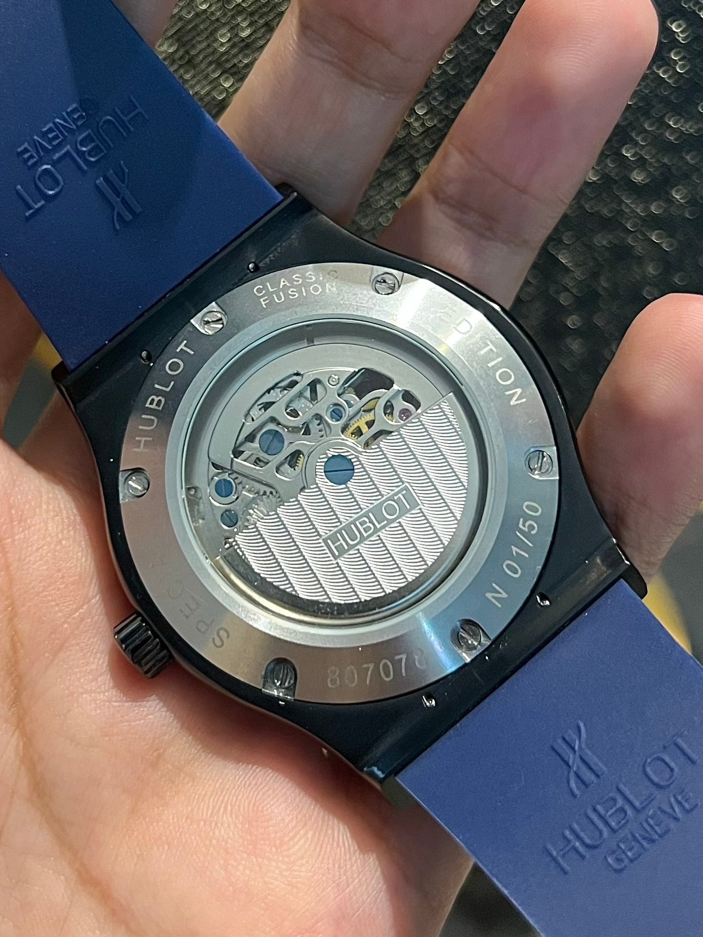 Blue Black Pendulum Automatic Silicone Strap