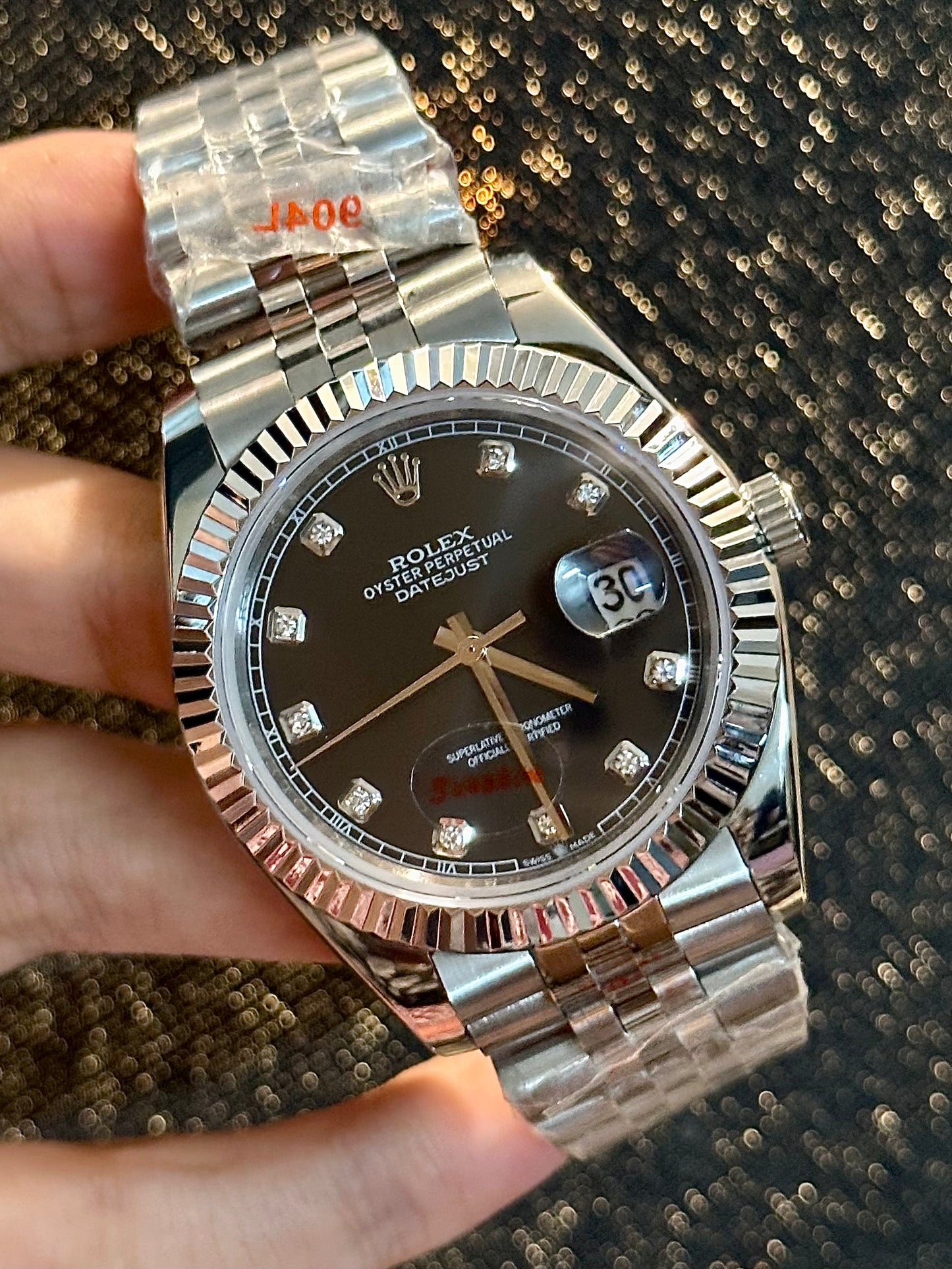 Silver With Black Diamond Dial Automatic