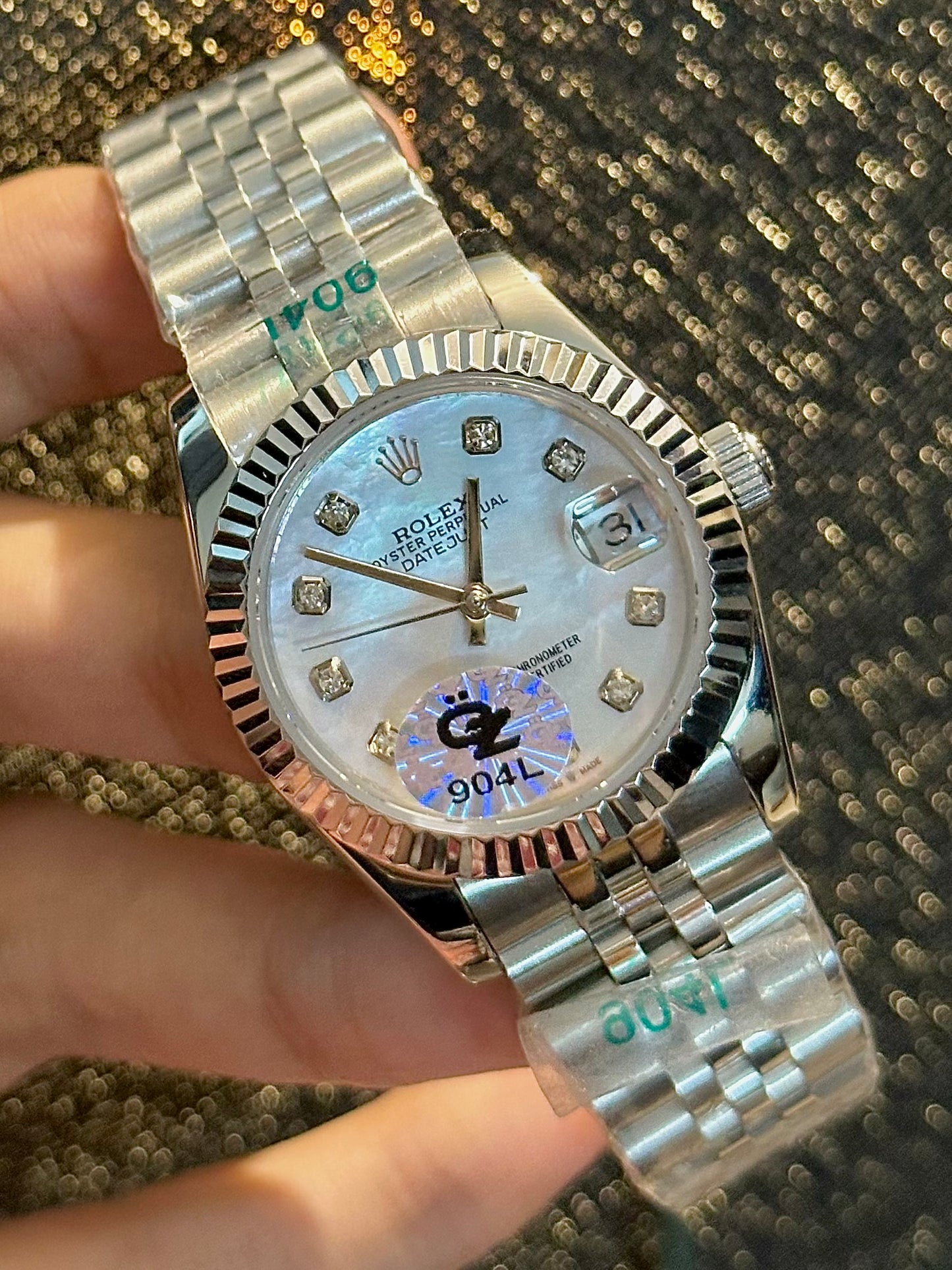Ladies Silver With Marble Dial Automatic