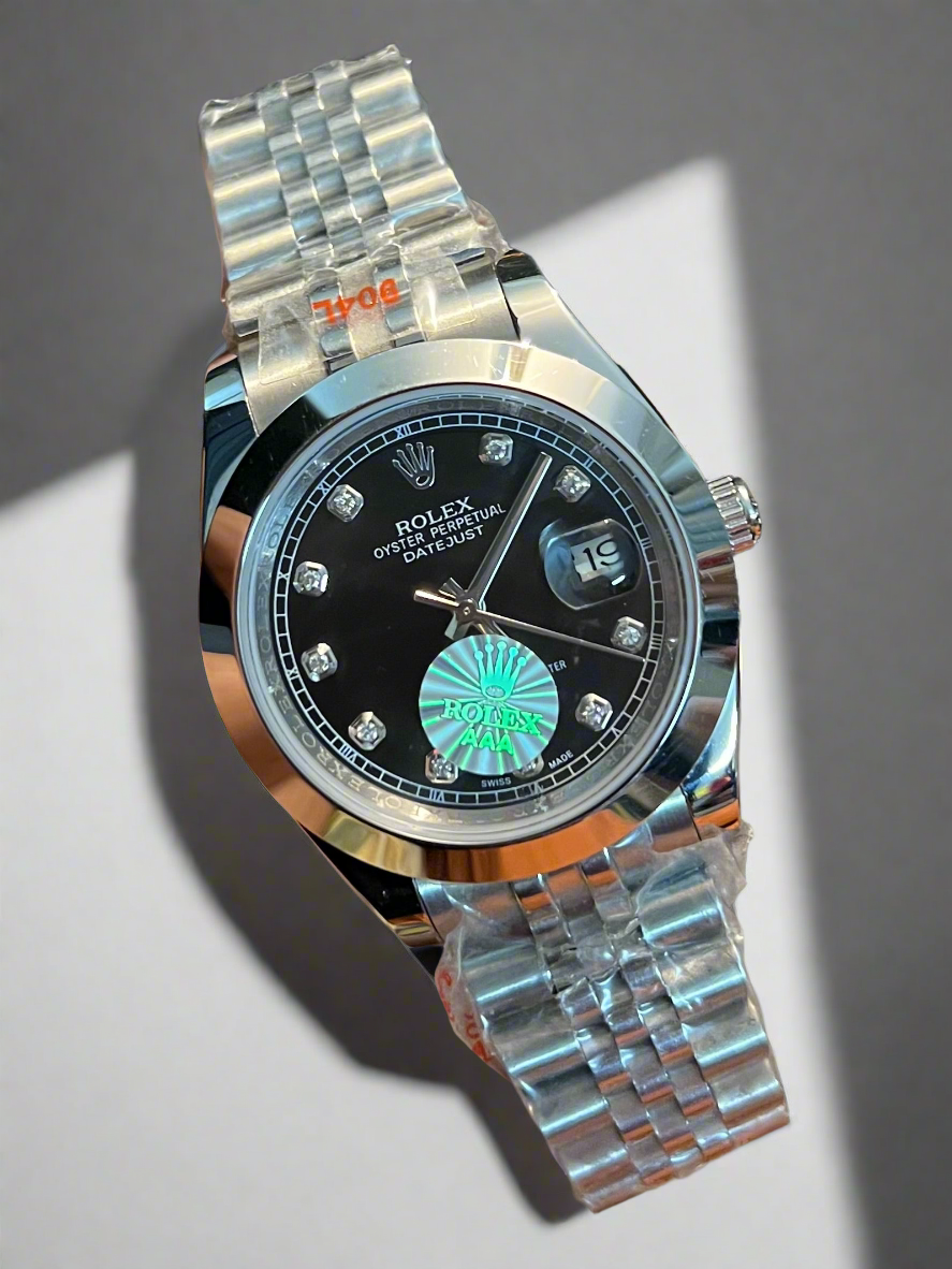 Datejust Silver With Black Diamond Dial Automatic (Master Grade)