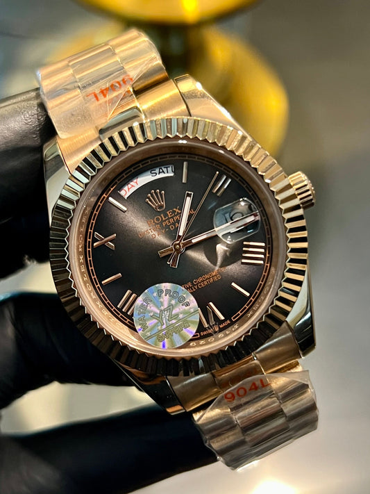 Rose Gold Automatic Day & Date Smokey Dial (Italian Grade)