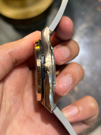 Grey With Rose Gold Skeleton Automatic Silicone Strap
