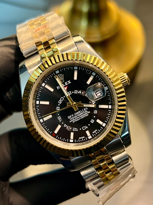 Two Tone Sky-Dweller Black Dial Automatic (Italian Grade)