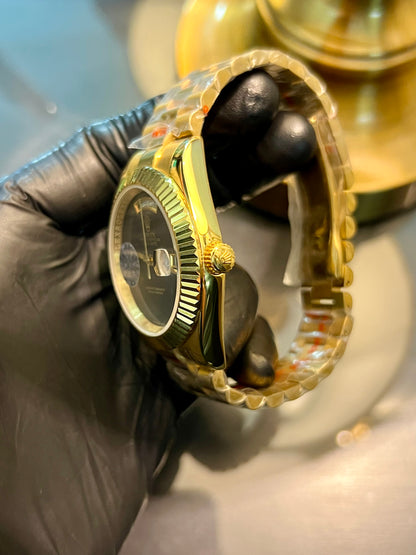 Golden Automatic Day & Date Black Dial (Italian Grade)