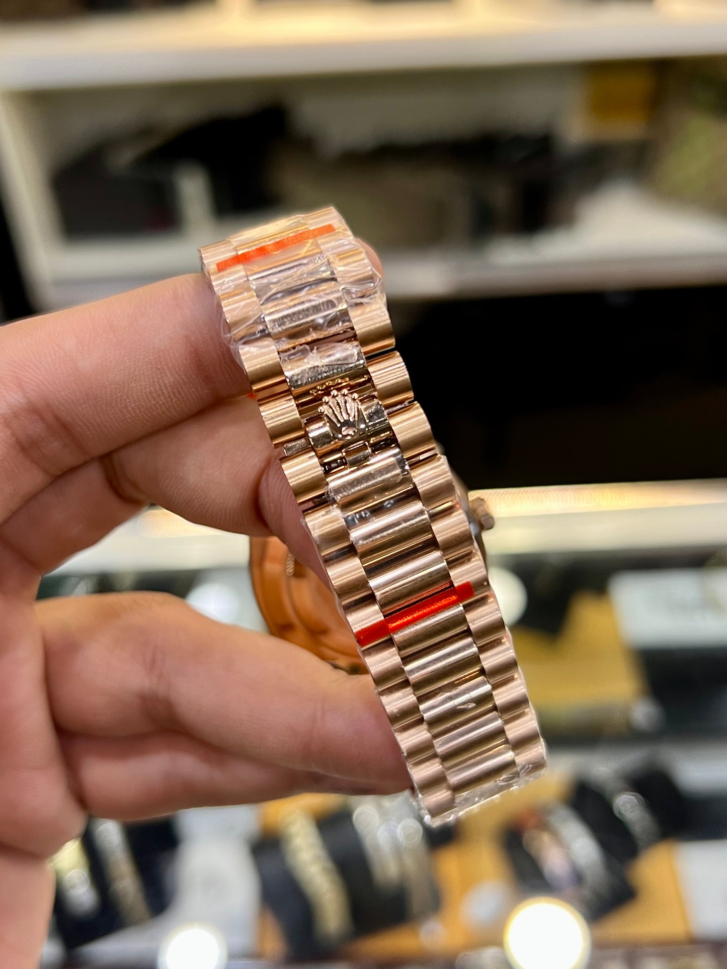 Stone Rose Gold Day Date Rose Gold Dial