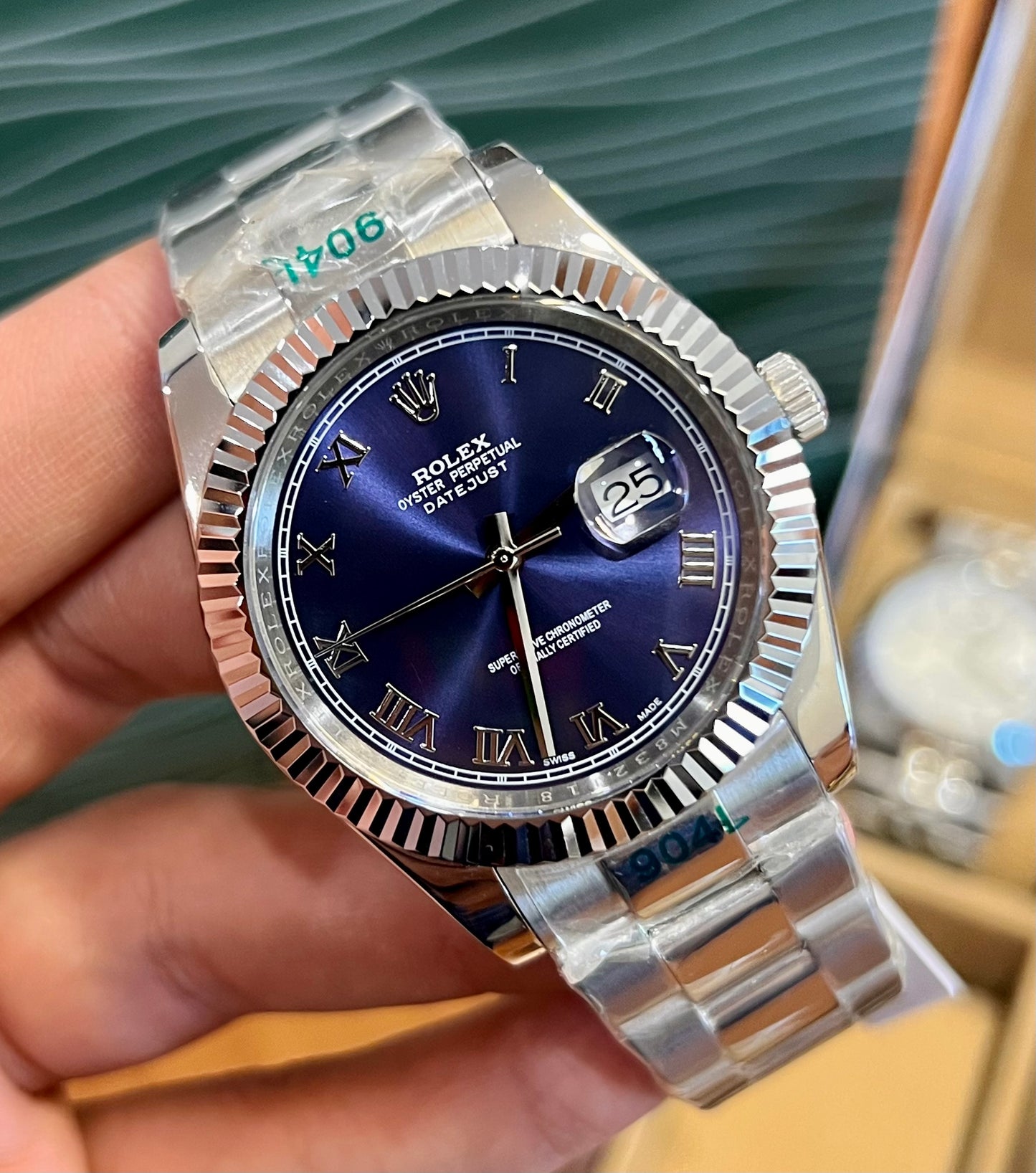 Silver Roman Navy Blue Dial Automatic