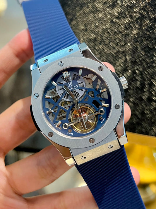 Blue Skeleton Automatic Silicone Strap