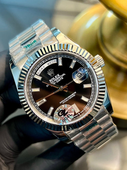 Silver Day Date Black Dial (Mini Super Clone)