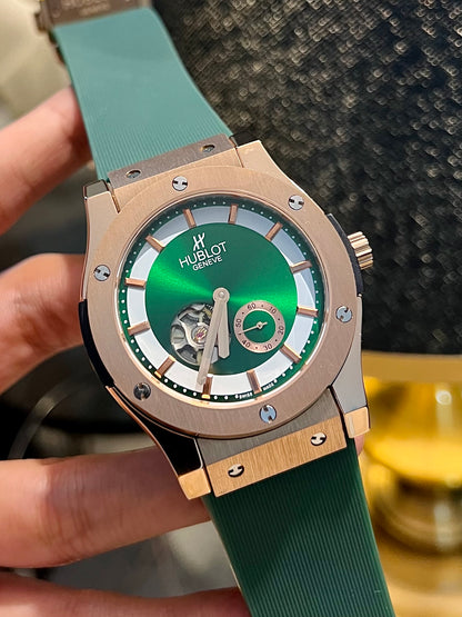Green With Side Pendulum Automatic Silicone Strap