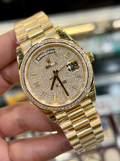 Stone Rose Gold Day Date Rose Gold Dial