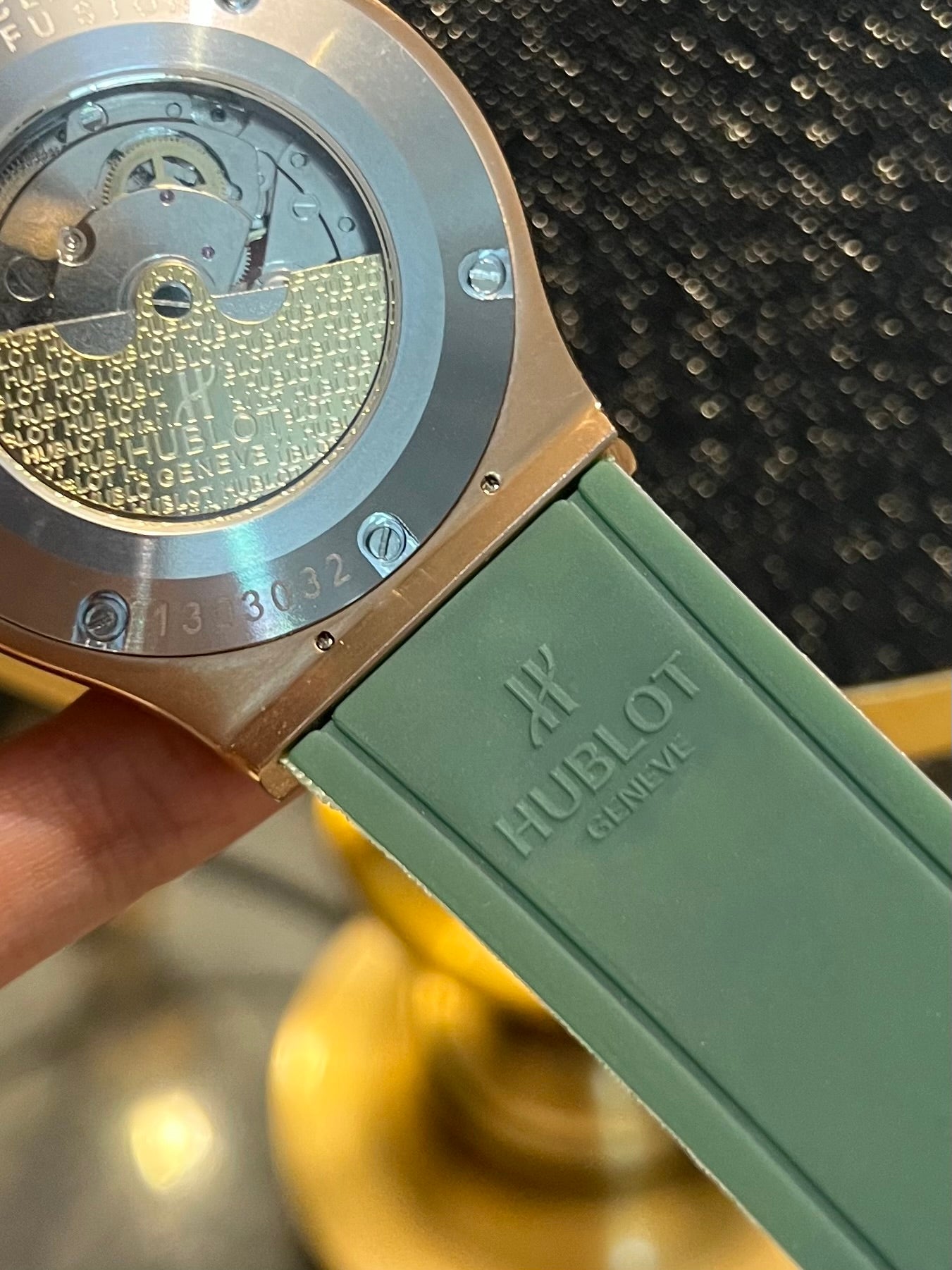 Green With Rose Gold PendulumAutomatic Silicone Strap