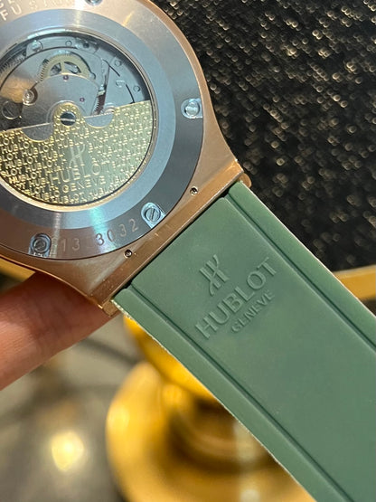 Green With Rose Gold PendulumAutomatic Silicone Strap