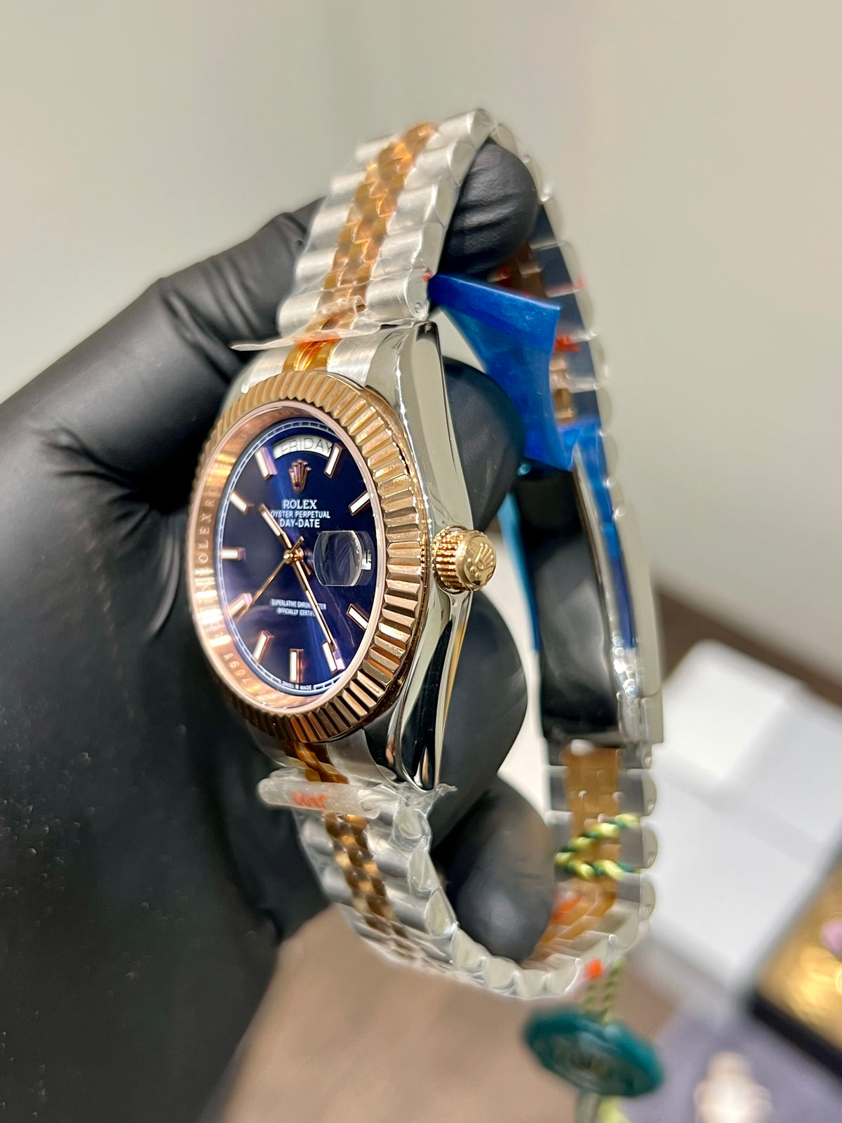 Two Tone Rose Gold Automatic Blue Dial