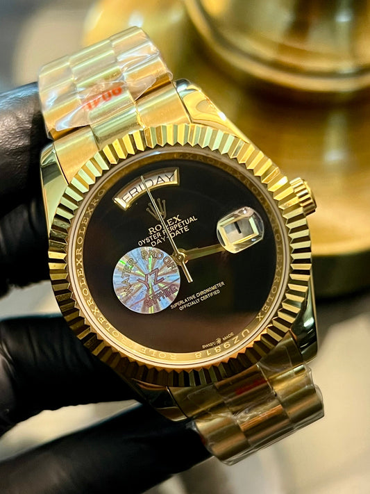 Golden Automatic Day & Date Black Dial (Italian Grade)