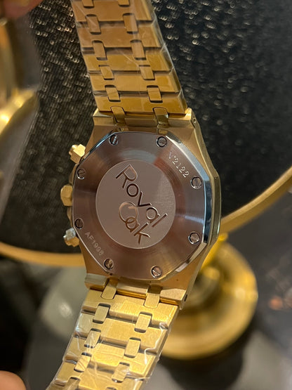 AP Golden Chronograph Rainbow Stone Blue Dial