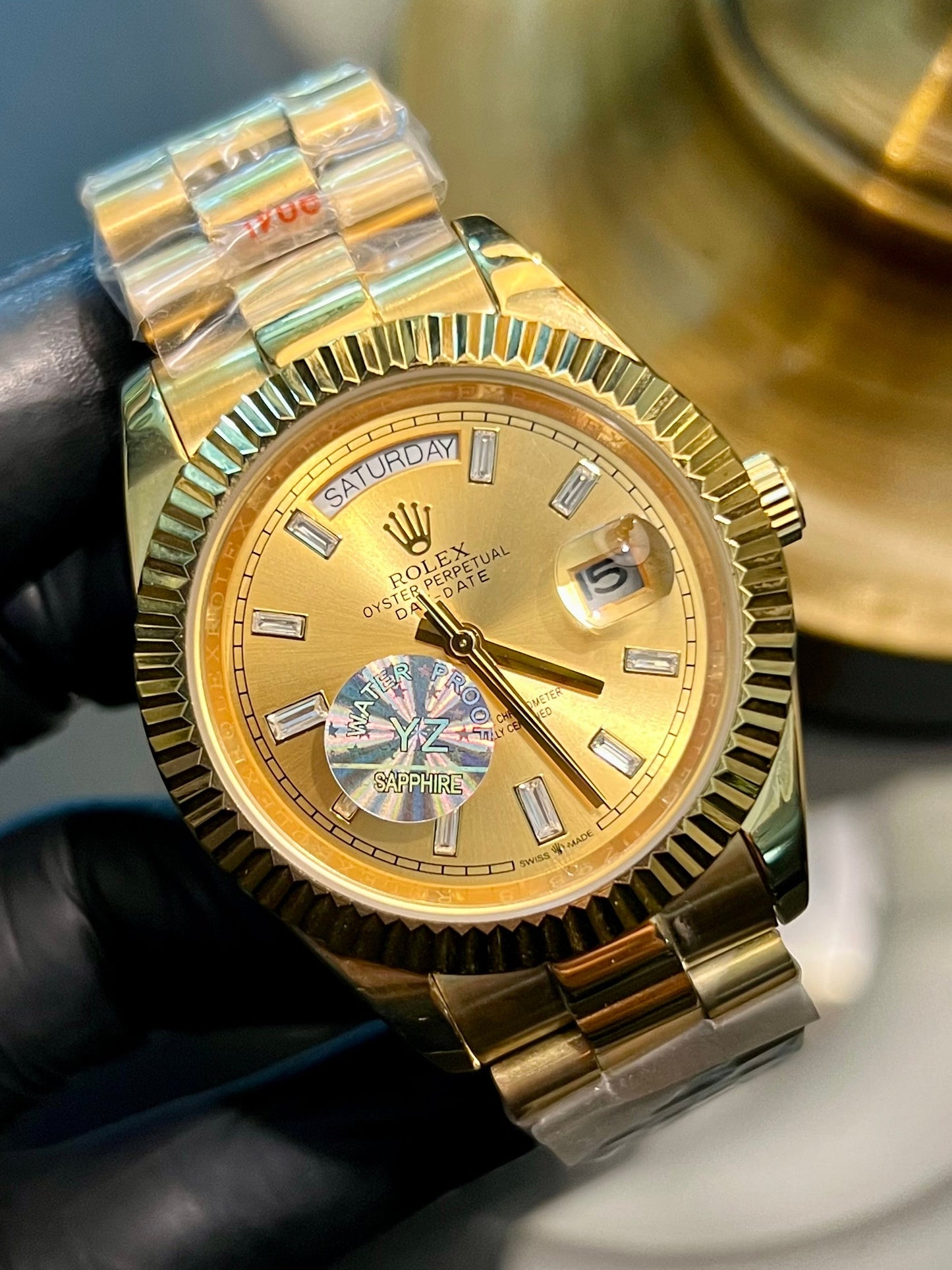 Golden Automatic Day & Date Golden Stone Dial (Italian Grade)