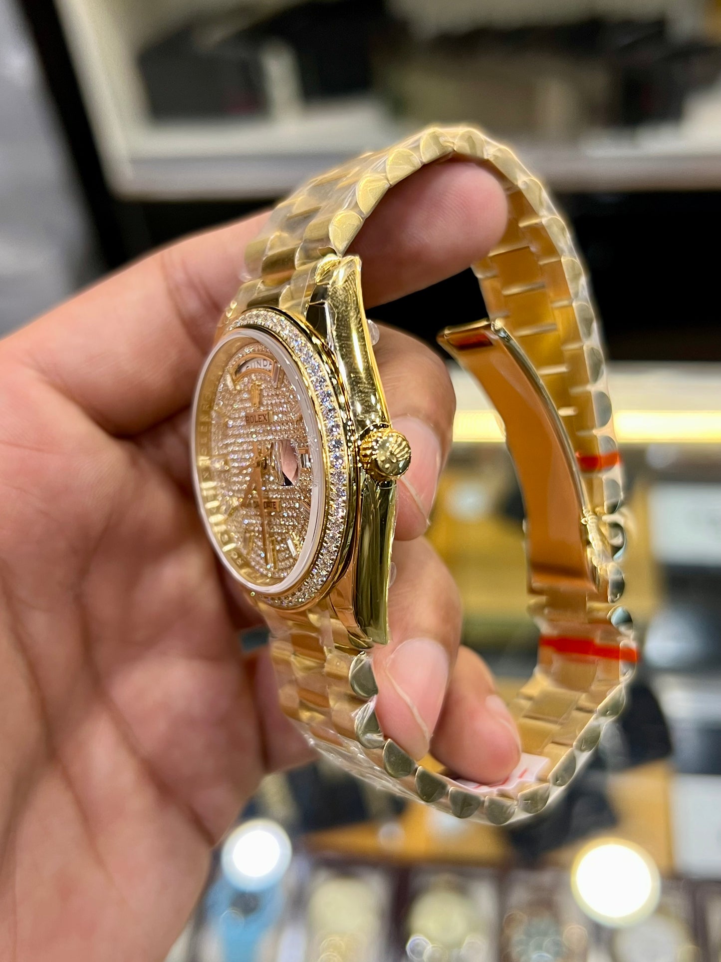 Stone Rose Gold Day Date Rose Gold Dial
