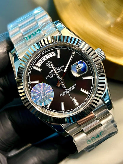 Silver Automatic Day & Date Black Dial (Italian Grade)