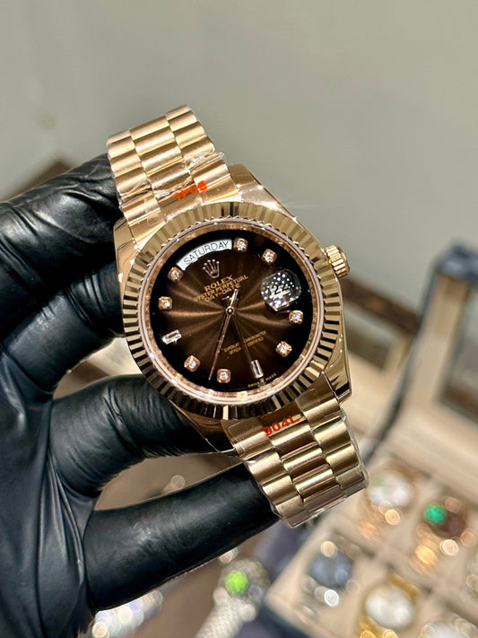 Rose Gold Chocolate Stone Dial (Mini Super Clone)