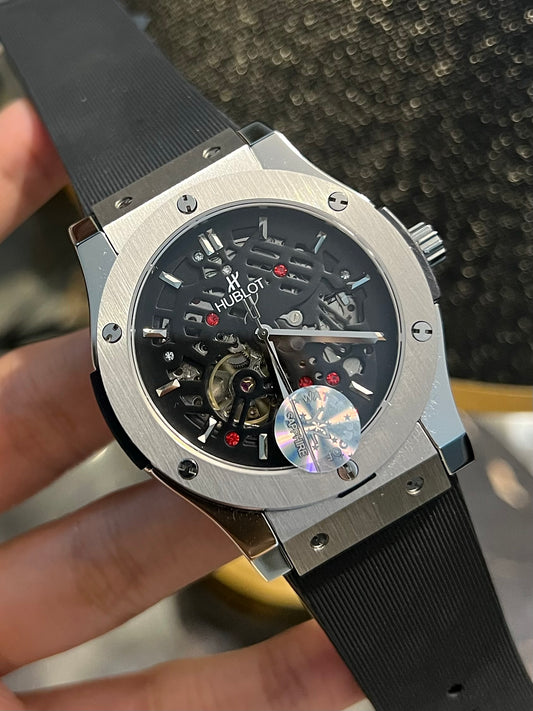 Black Skeleton Automatic Silicone Strap
