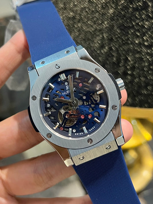 Blue Skeleton Automatic Silicone Strap