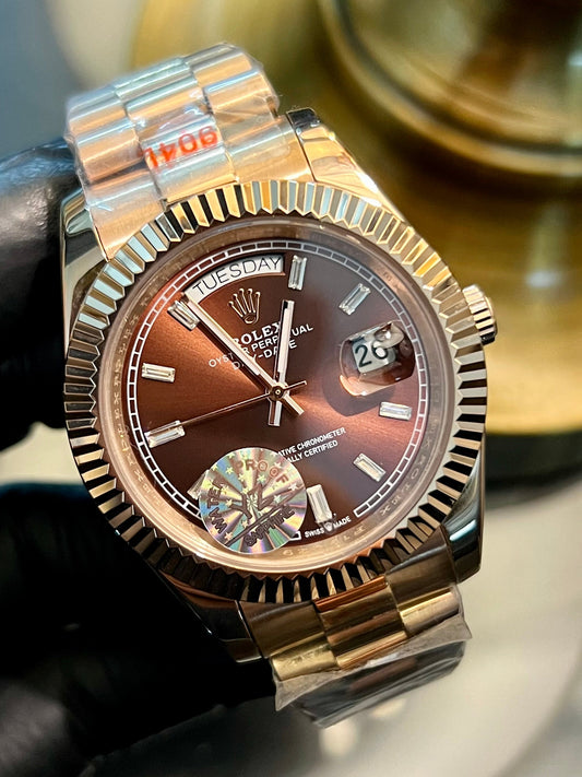 Rose Gold Automatic Day & Date Rose Gold Dial (Italian Grade)