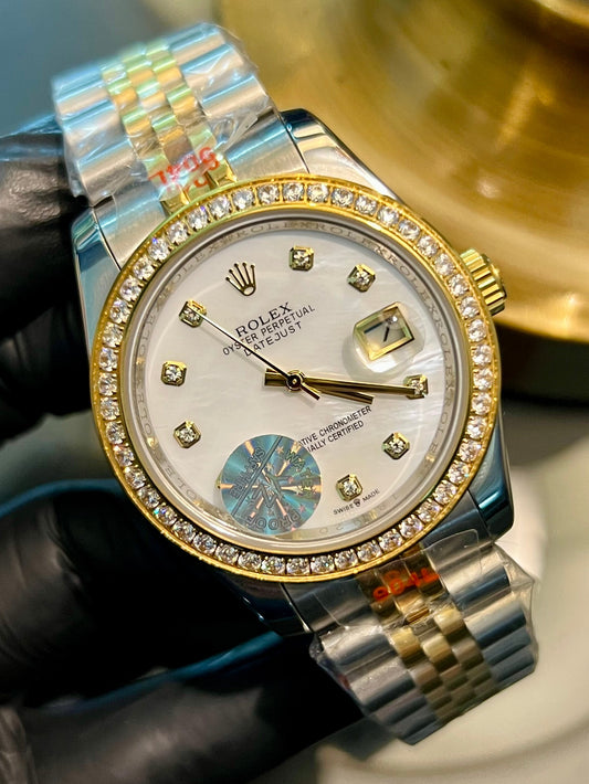 Two Tone Automatic White Stone Dial (Italian Grade)