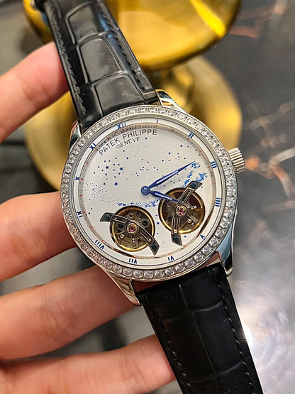 Double Pendulum Automatic Stone White Dial