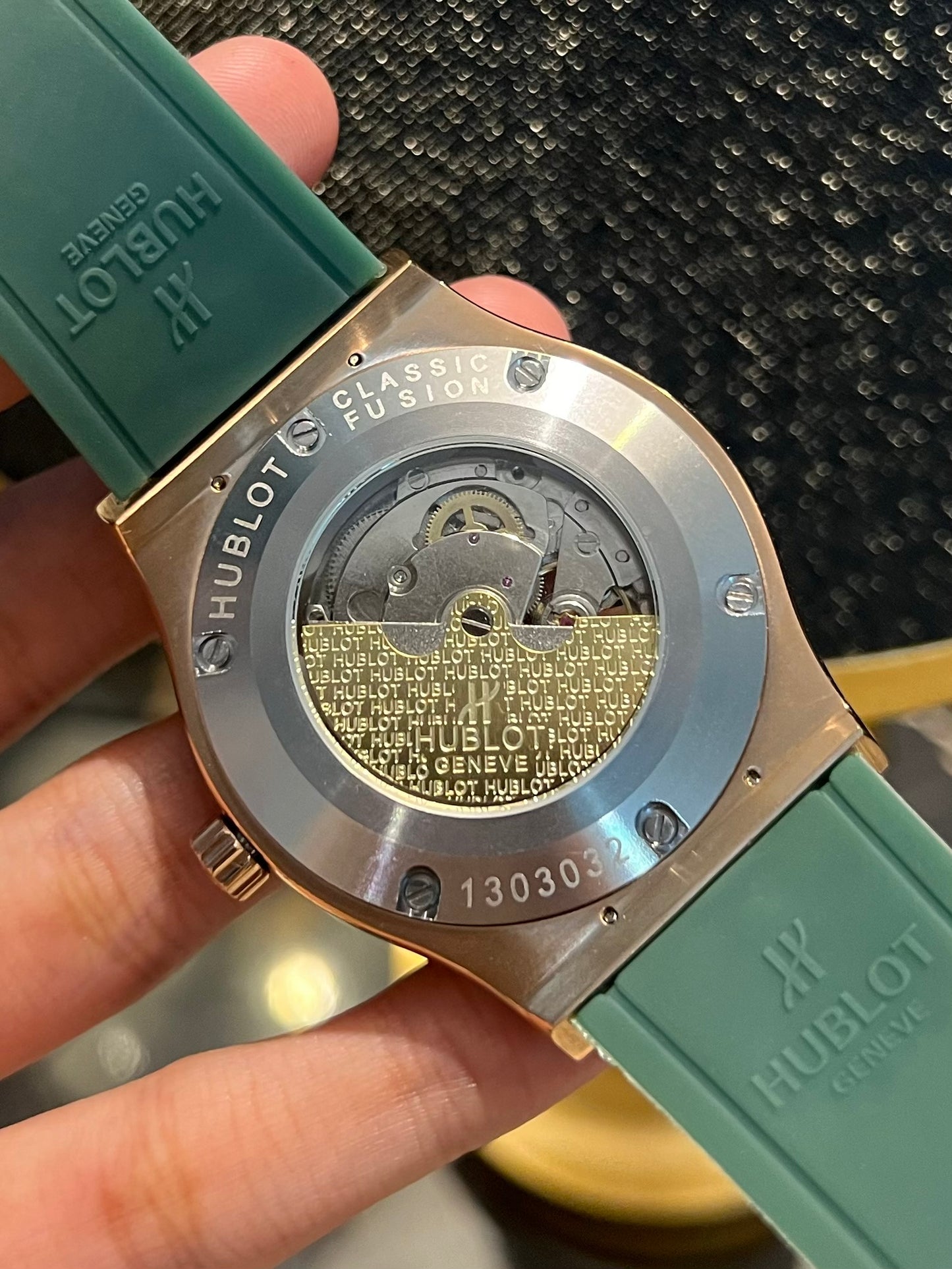 Green With Rose Gold PendulumAutomatic Silicone Strap