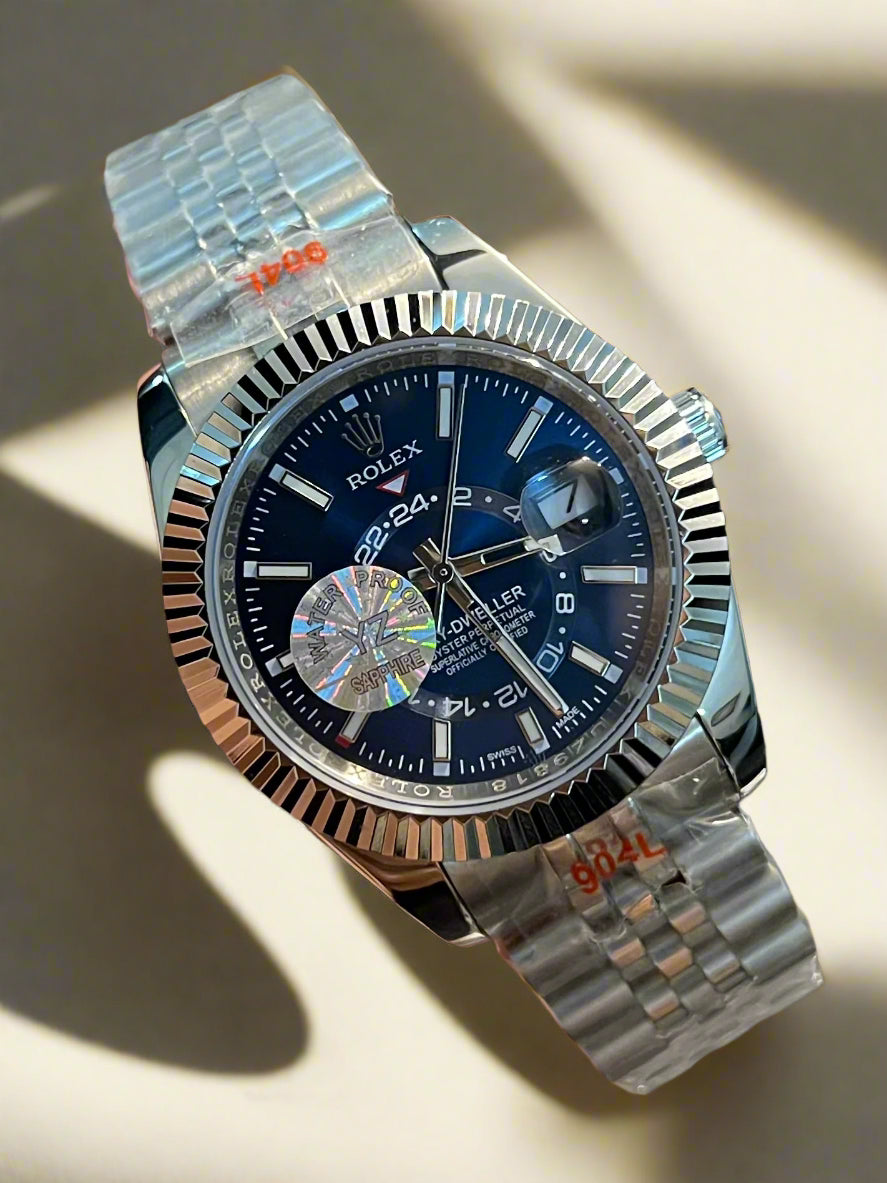 Silver Sky-Dweller Automatic Blue Dial (Italian Grade)