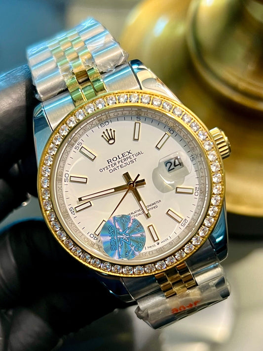 Two Tone Automatic White Stone Dial (Italian Grade)