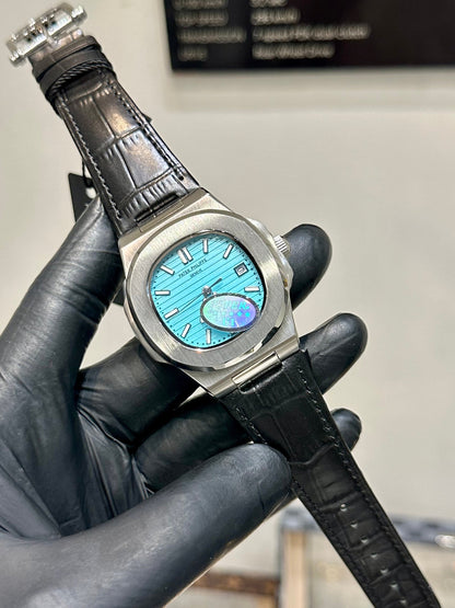 Black Leather Strap Automatic Tiffany Dial