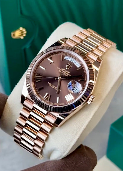 Rose Gold Day & Date Chocolate Automatic