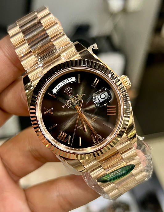 Rose Gold Day Date Smokey Dial