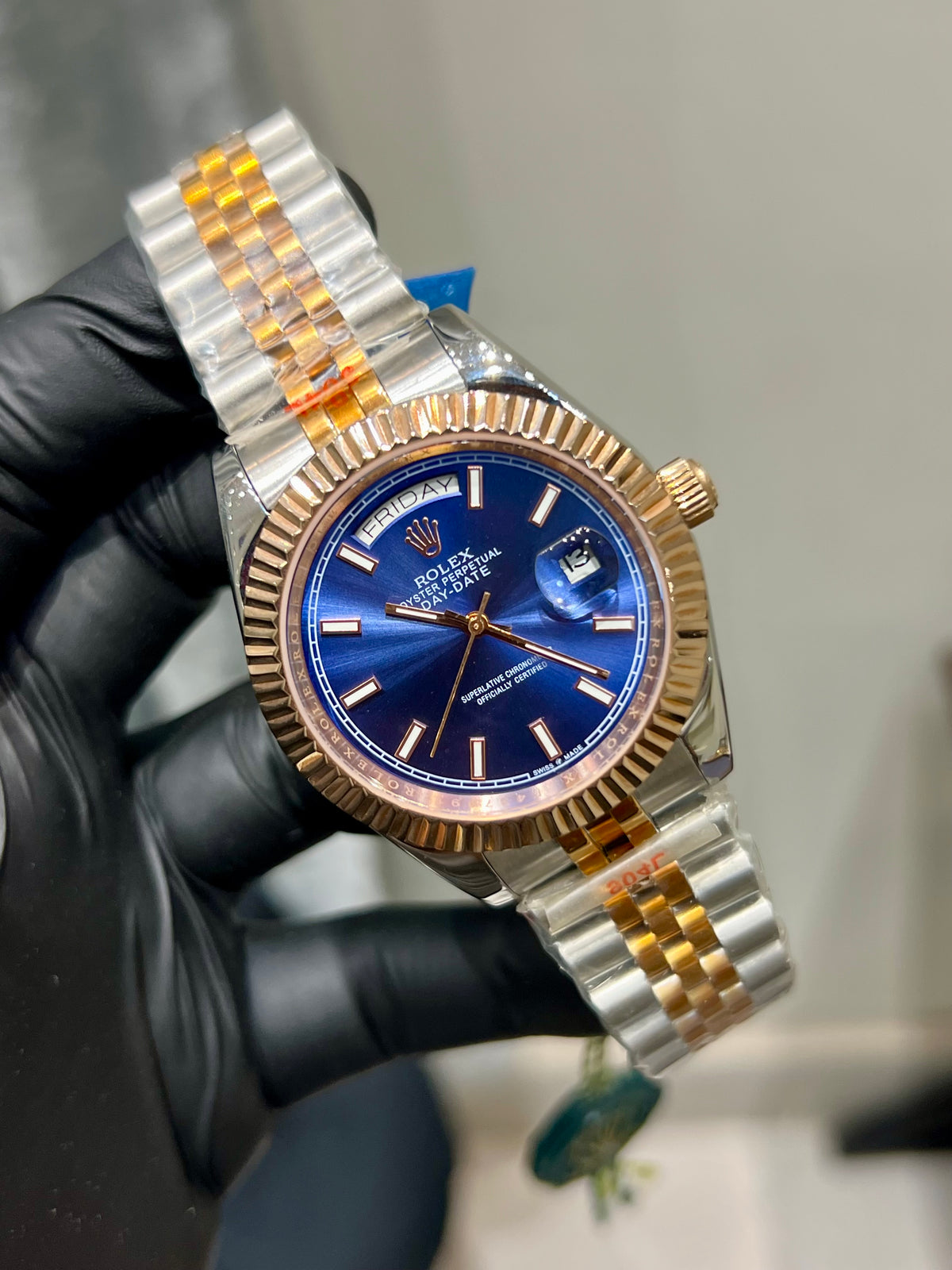 Two Tone Rose Gold Automatic Blue Dial