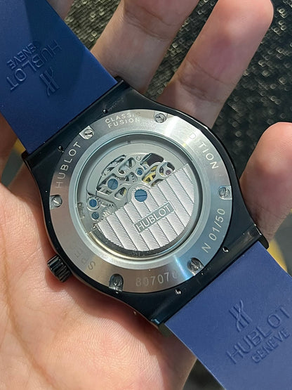 Blue Black Pendulum Automatic Silicone Strap
