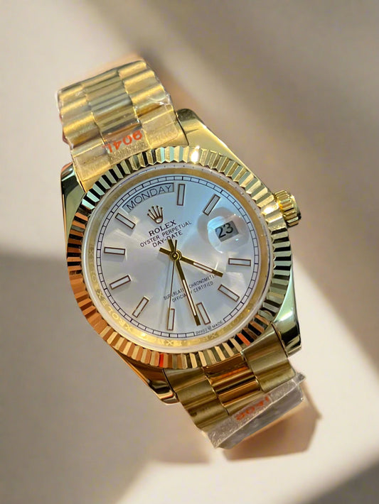 Golden Automatic Day & Date Automatic White Dial (Italian Grade)